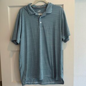 Puma blue and white stripe short sleeve golf polo
